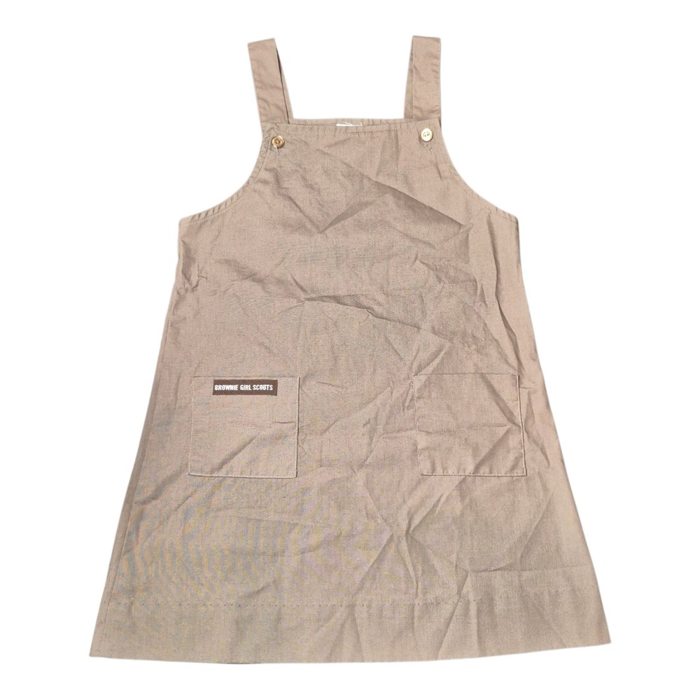 VTG 1980s Brownie Girl Scouts Girls 8 Uniform Jumper Dress Pinafore USA